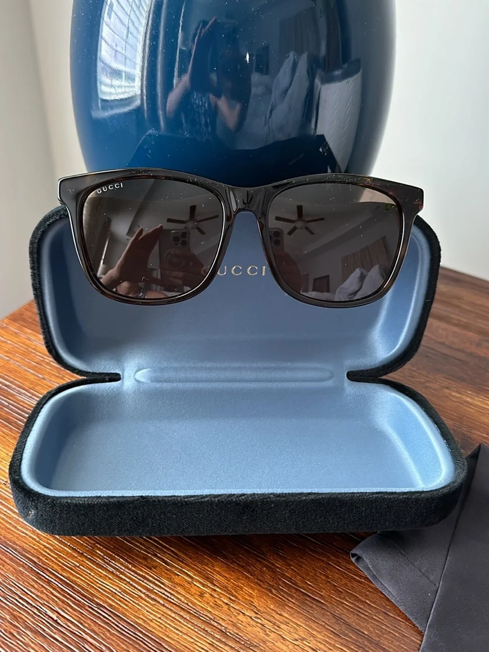 Gucci Black/Brown Gradient Square Sunglasses with Gold Accents